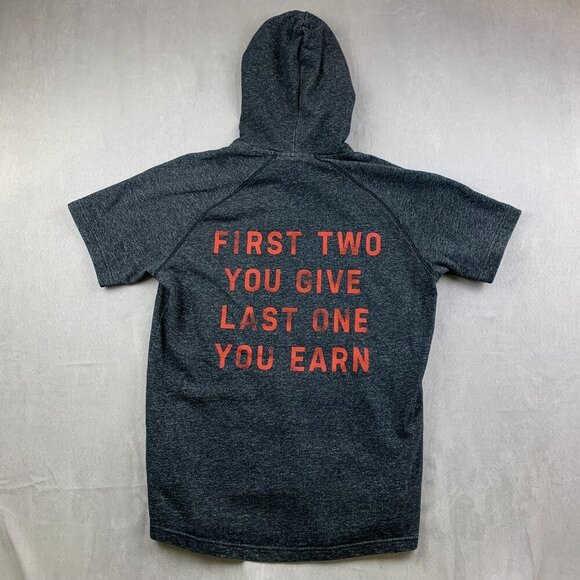 Under Armour Project Rock Men Large Black Hoodie ShortSleeve Blood Sweat Respect - Picture 8 of 9